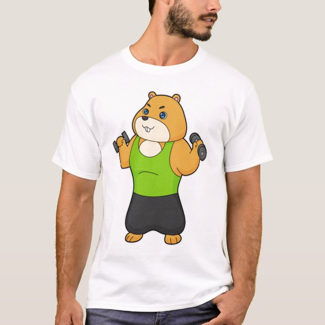 Hamster Fitness Dumbbell T-Shirt (Front)