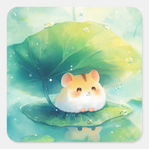 Hamster Floating Fun Square Sticker
