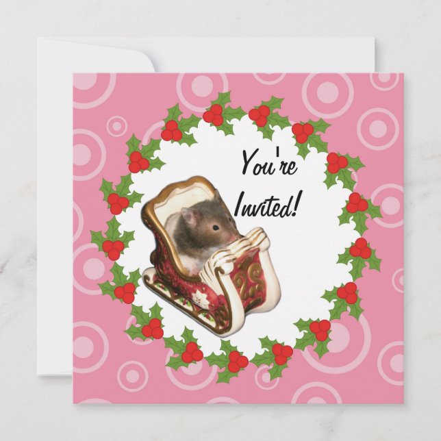 Hamster in a sled invitation (Front)