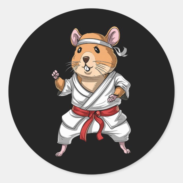 Hamster Karate Ninja Jiu-jitsu Judo Taekwondo Mart Classic Round Sticker (Front)