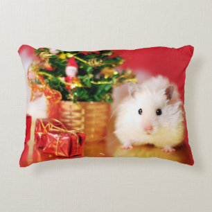 Hamster Kokolinka with Christmas tree Decorative Pillow
