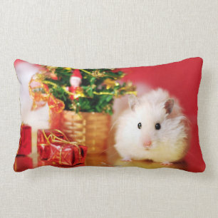 Hamster Kokolinka with Christmas tree Lumbar Pillow