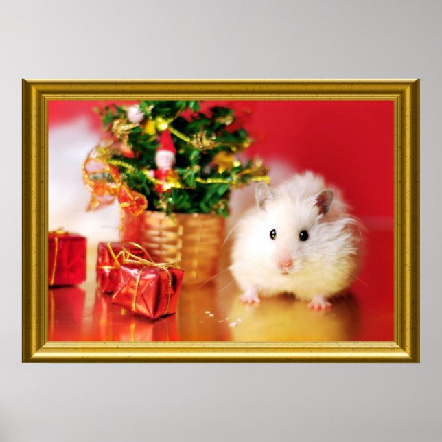 Hamster Kokolinka with Christmas tree Poster (Front)