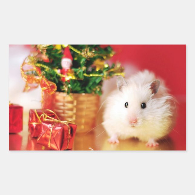 Hamster Kokolinka with Christmas tree Sticker (Front)