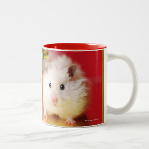 Hamster Kokolinka with Christmas tree Two-Tone Coffee Mug
