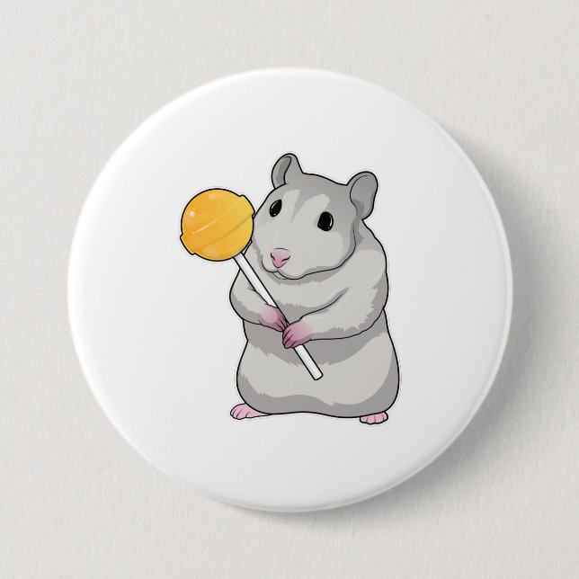 Hamster Lollipop 3 Inch Round Button (Front)