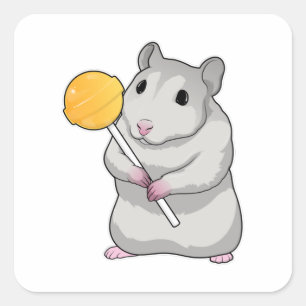 Hamster Lollipop Square Sticker