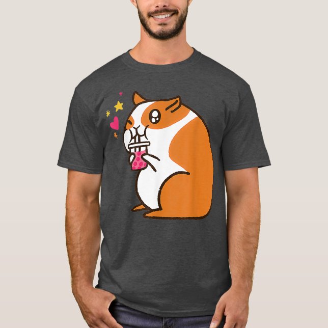Hamster Lover cute bubble tea Hamster T-Shirt (Front)