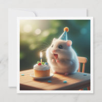 Hamster mangeant gâteau invitation anniversaire