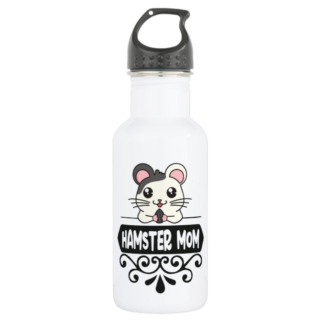 Hamster mom pet animal lovers cute 532 ml water bottle (Front)