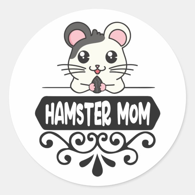 Hamster mom pet animal lovers cute classic round sticker (Front)