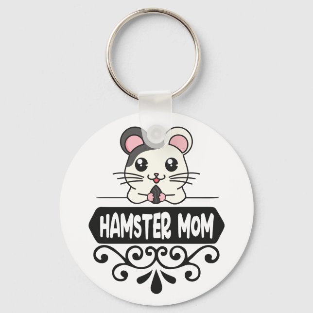 Hamster mom pet animal lovers cute keychain (Front)