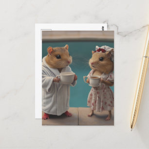 Hamster Morning at the Pool Postcard