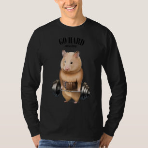 Hamster Muscle Training With Barbell Shrug Bar Fit T-Shirt