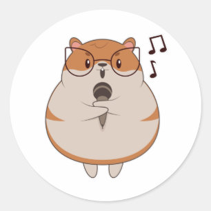 Hamster - Music with Microphone Classic Round Sticker