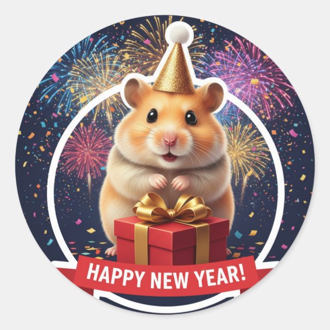Hamster New Year Celebration Sticker (Front)