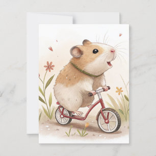 Hamster On Bike Postcard