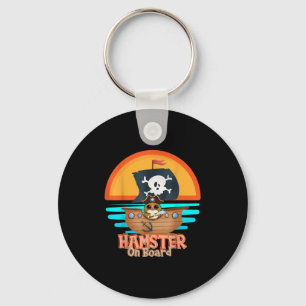 Hamster On Board Pirate Funny I Love Hamster Keychain
