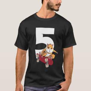 Hamster On Skateboard 5 Years Old 5th Birthday T-Shirt