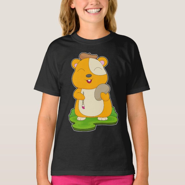 Hamster Painter Paint brush Painting T-Shirt (Front)