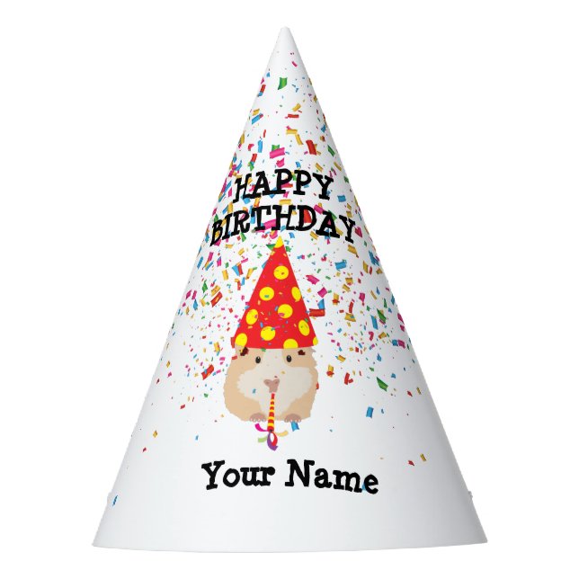 Hamster Partying - Animals at Birthday Party Hat (Front)