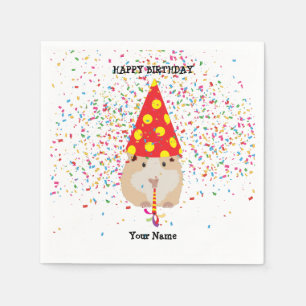 Hamster Partying - Animals at Birthday Party Name Napkin