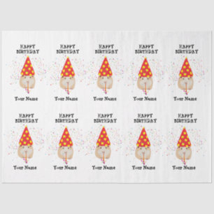 Hamster Partying - Animals at Birthday Party Name  Tissue Paper