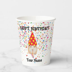 Hamster Partying - Animals at Birthday Party Paper Cups