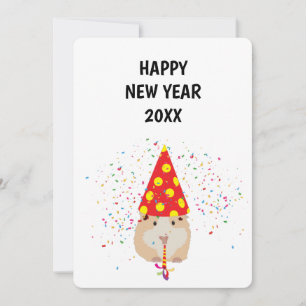 Hamster Partying - Animals Holiday New Years Card