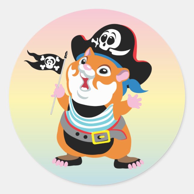 hamster pirate classic round sticker (Front)