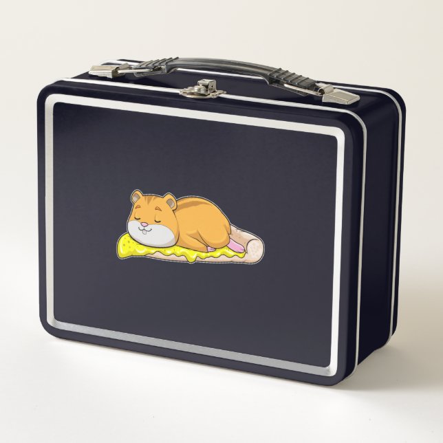 Hamster & Pizza with Cheese Metal Lunch Box (Front)