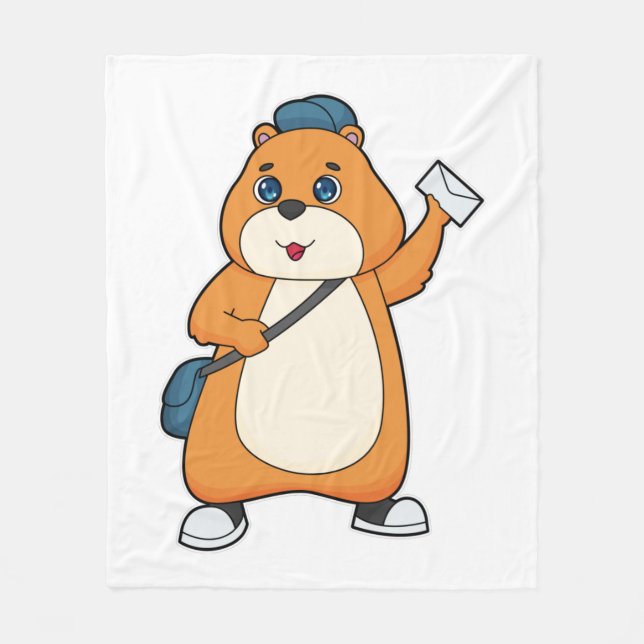 Hamster Postman Letter Fleece Blanket (Front)