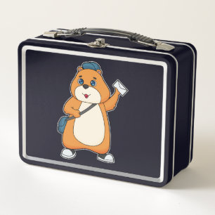 Hamster Postman Letter Metal Lunch Box