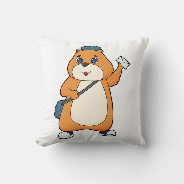 Hamster Postman Letter Throw Pillow (Front)
