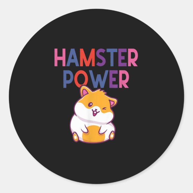 Hamster Power Cute Hamster Cartoon Classic Round Sticker (Front)
