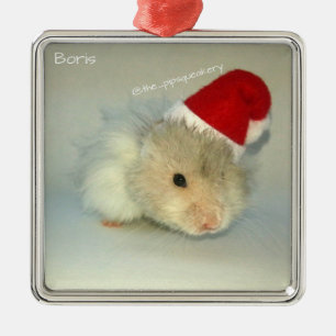 Hamster Santa! Metal Ornament