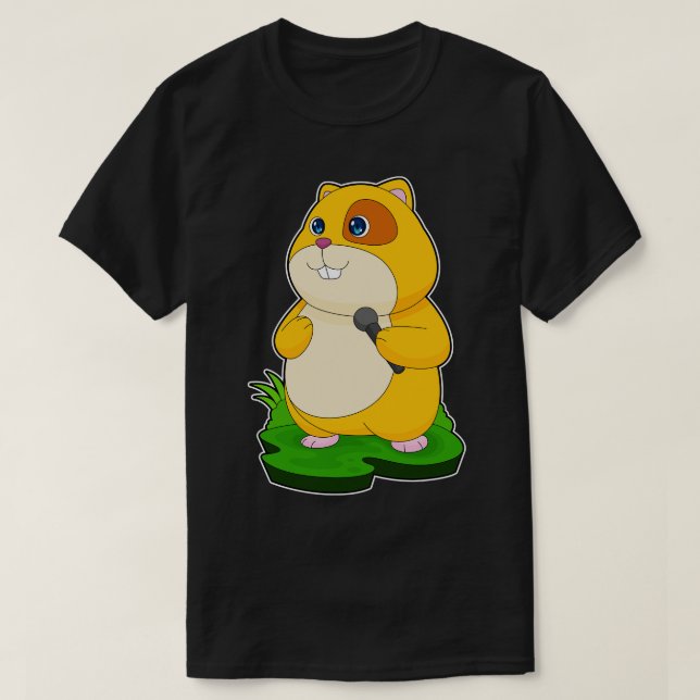 Hamster Singer Microphone Music T-Shirt (Design Front)
