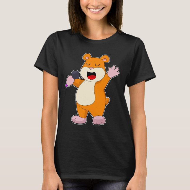 Hamster Singer Microphone Music T-Shirt (Front)