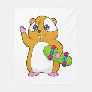 Hamster Skater Skateboard Fleece Blanket