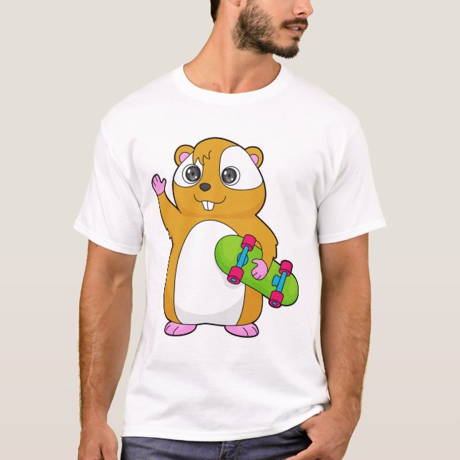 Hamster Skater Skateboard T-Shirt (Front)