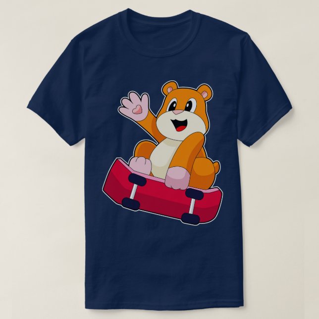 Hamster Skater Skateboard T-Shirt (Design Front)