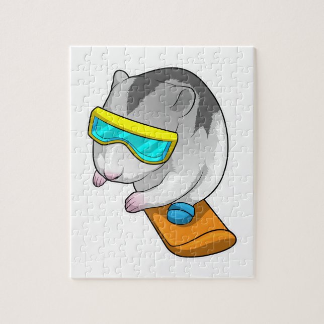 Hamster Snowboarder Snowboard Jigsaw Puzzle (Vertical)