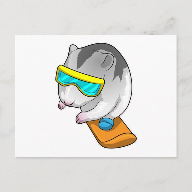 Hamster Snowboarder Snowboard Postcard (Front)
