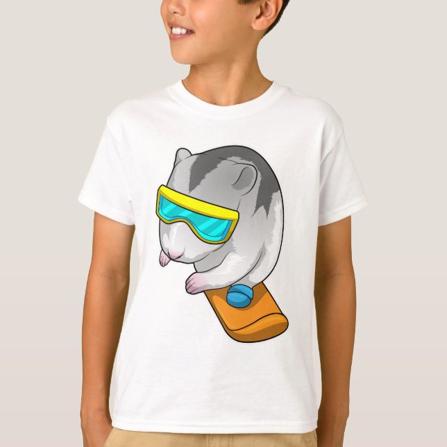 Hamster Snowboarder Snowboard T-Shirt (Front)