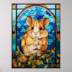 Hamster Stained Glass Window Design Poster