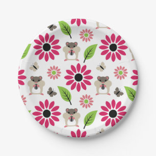 Hamster & Sunflower Seamless Pattern Paper Plate