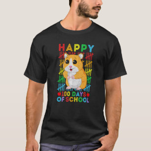 Hamster Teacher Student Happy 100 Days of School T-Shirt