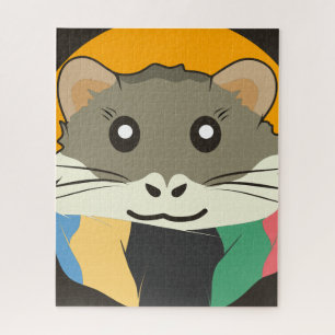 Hamster 🐹 the naughty animal with a striped scarf jigsaw puzzle