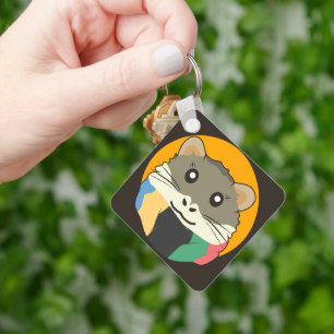 Hamster 🐹 the naughty animal with a striped scarf keychain