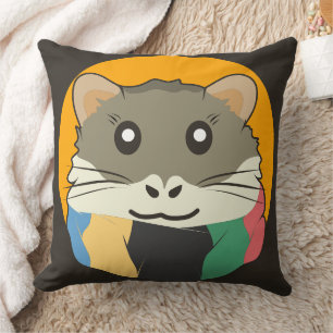 Hamster 🐹 the naughty animal with a striped scarf throw pillow